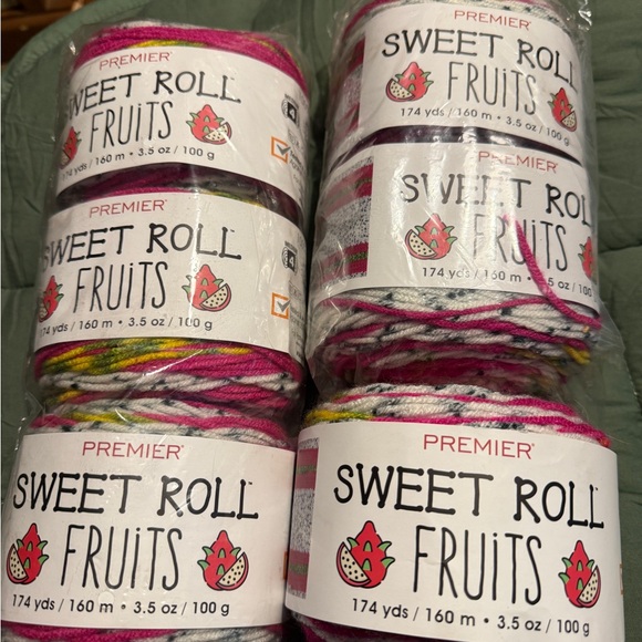 6 Skeins of Premier Sweet Roll Fruits Dragon Fruit Yarn - Picture 2 of 2
